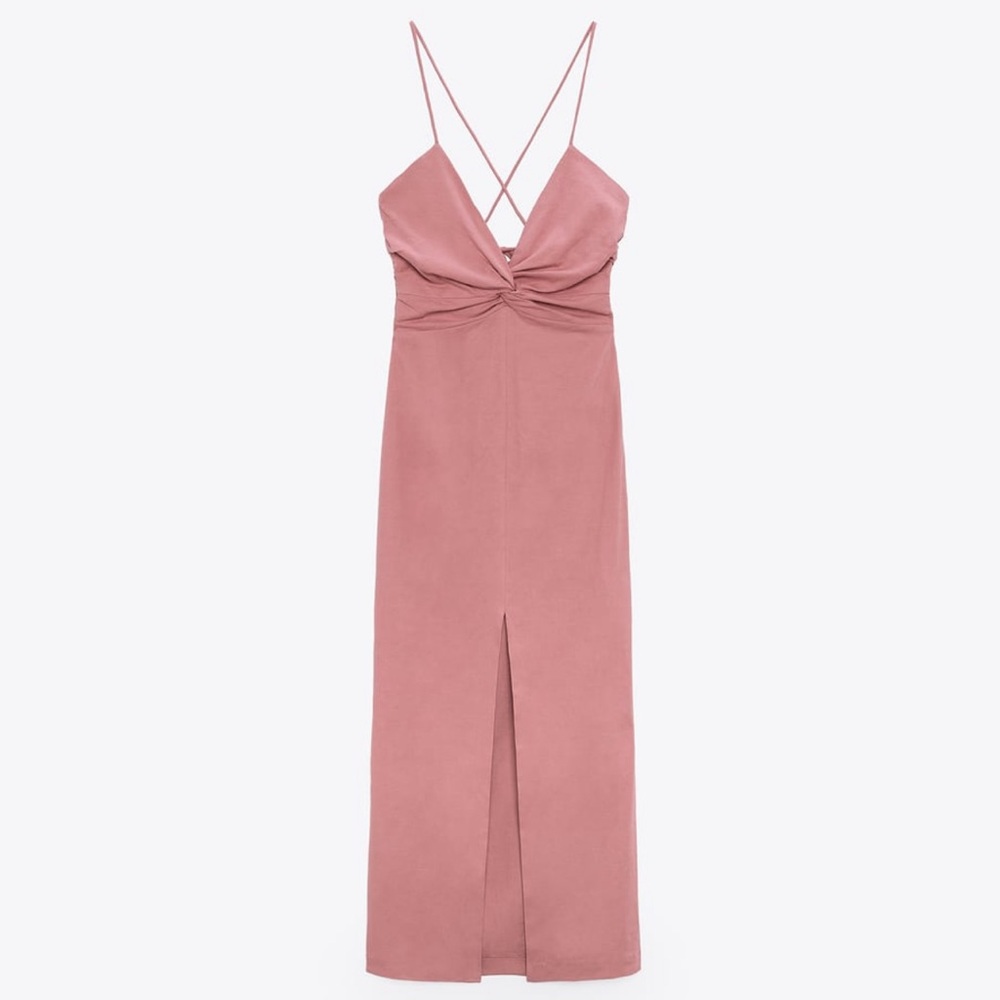 Zara Knotted Linen Blend Midi Dress
